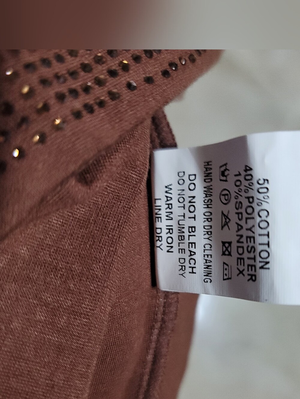 AKIRA Brown Rhinestone Leggings XL Sparkly Stretch Pull-On Pants - Picture 9 of 14